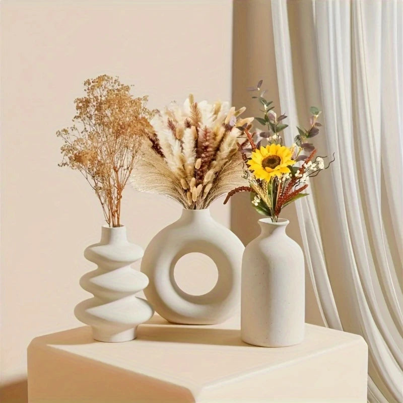 Elegant Bohemian Ceramic Trio Vase Set
