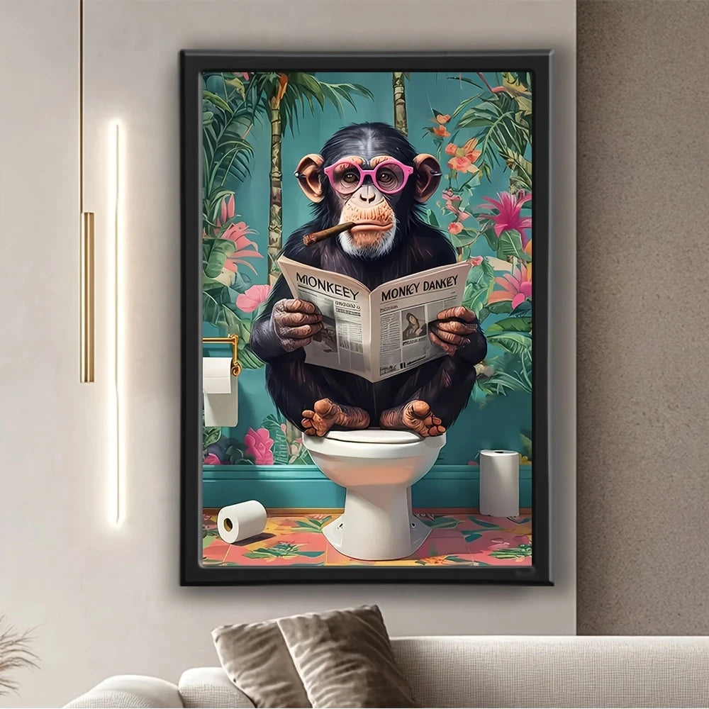 Monkey on Toilet Humor Poster