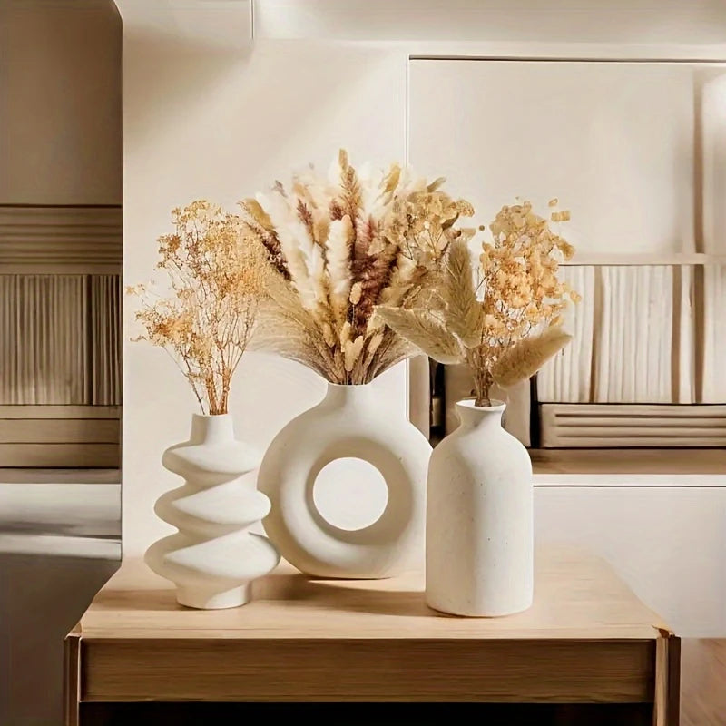Elegant Bohemian Ceramic Trio Vase Set