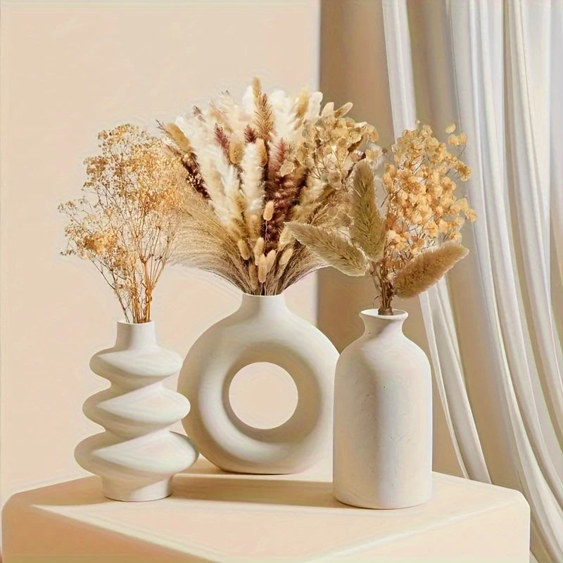 Elegant Bohemian Ceramic Trio Vase Set