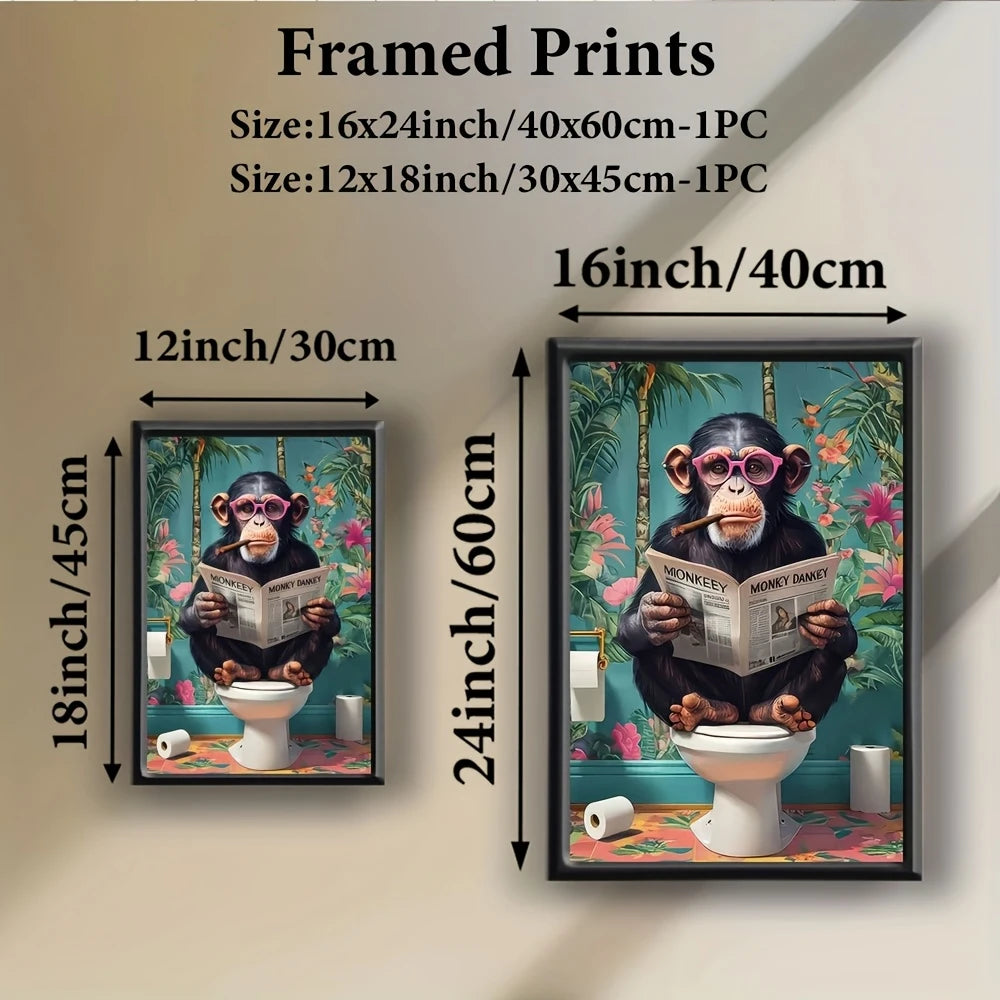 Monkey on Toilet Humor Poster