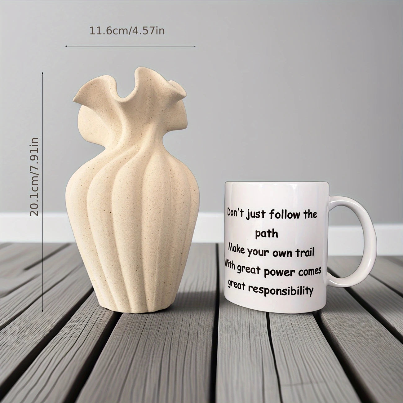 Striped Ceramic Vase with Sculptural Skirt Element Design
