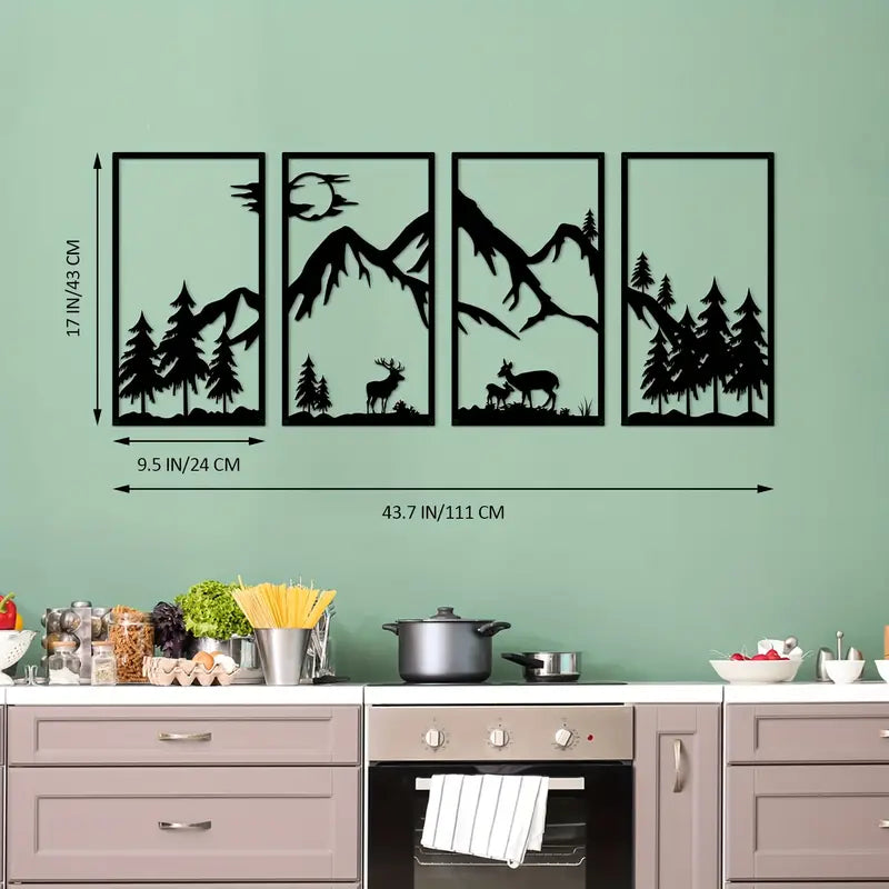 Abstract Mountain Scene Line Drawings
