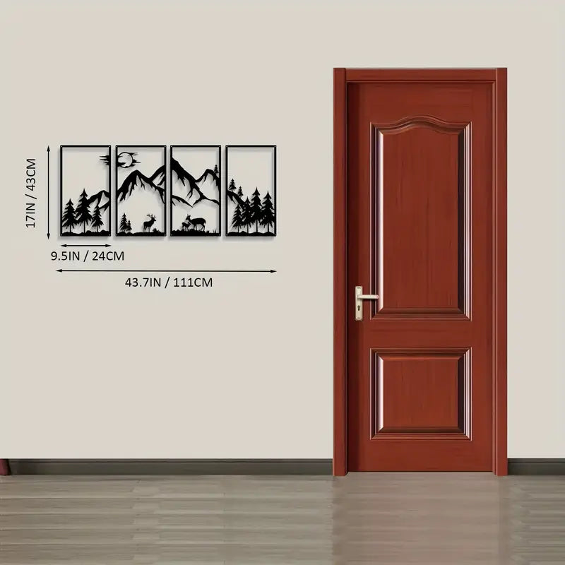 Abstract Mountain Scene Line Drawings