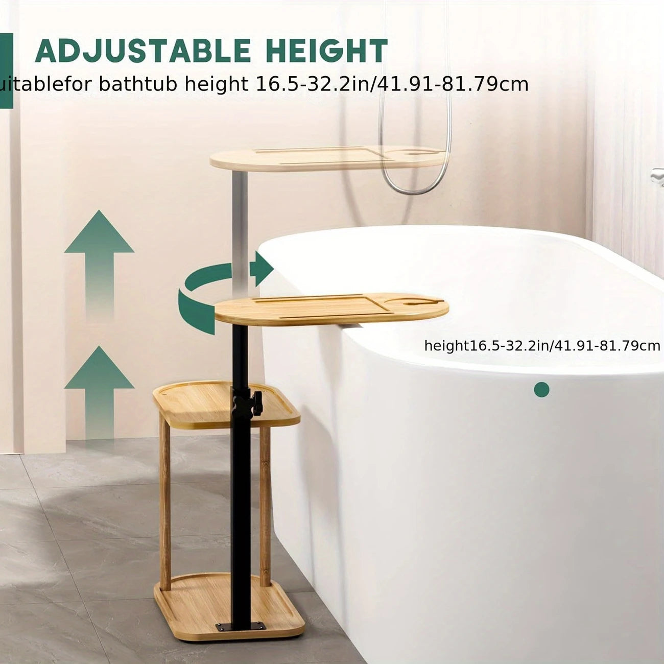 Rotating Bamboo Bathtub Side Table