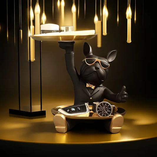 French Bulldog Resin Tray Figurine