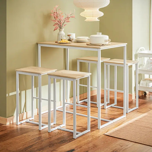 Dining Table with 4 Bar Stools Wood