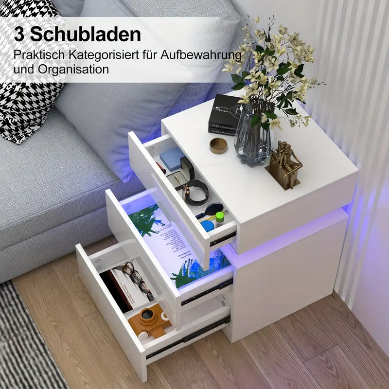 Glossy Finish Side Table for Bedroom